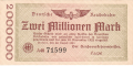 Germany 2 2 Million Mark, 20. 8.1923